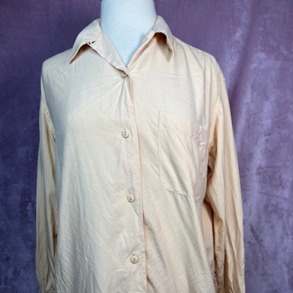 Womens Yellow 100% Silk Yellow Ann Taylor Shirt Size 4